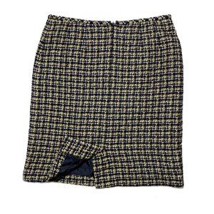 Kasper & Company Wool Blend Plaid Skirt Size 2P Black/Yellow/Grey